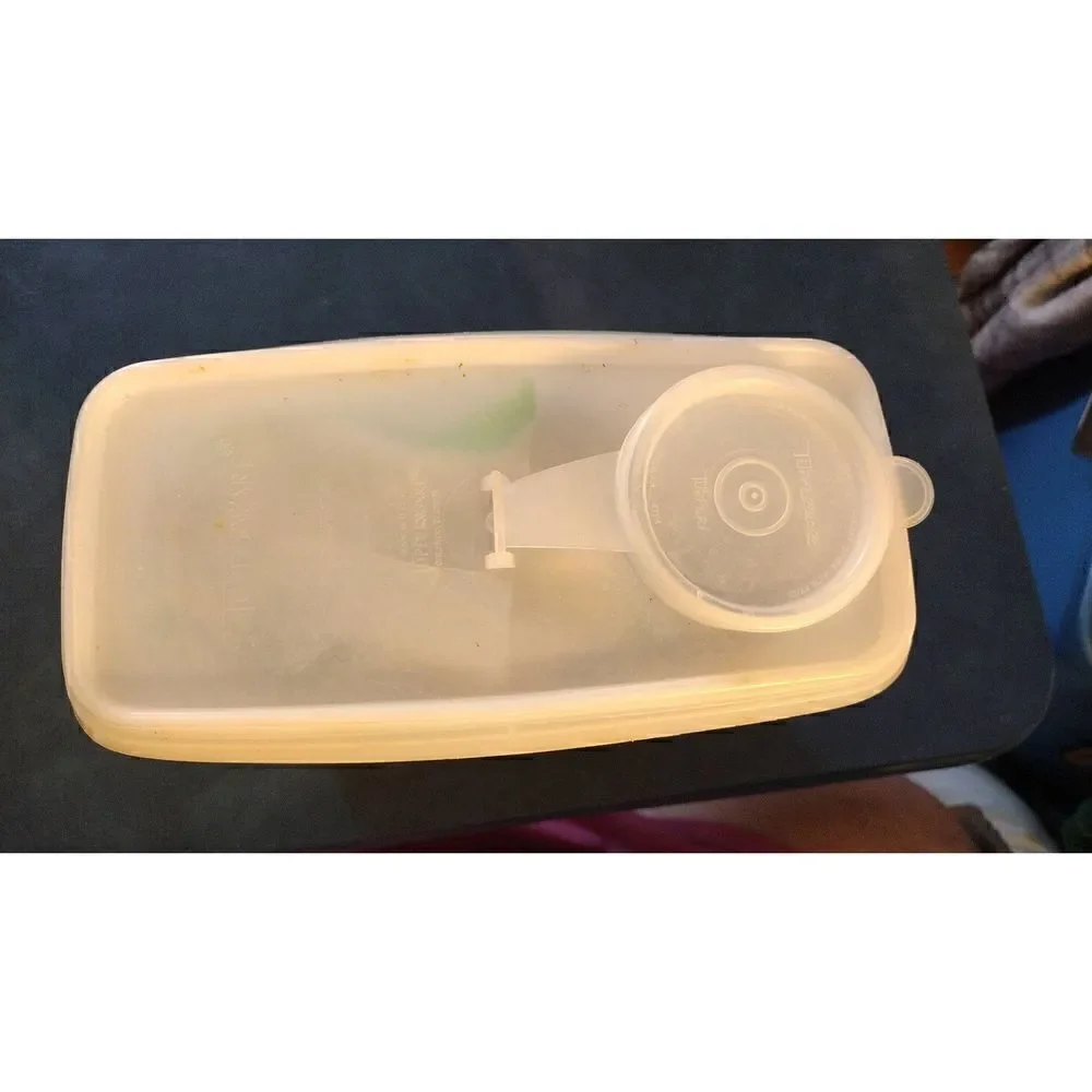 TUPPERWARE CEREAL STORER VINTAGE #469-6 CONTAINER 471-3 FLIP LID SEAL CLEAR 3 QT